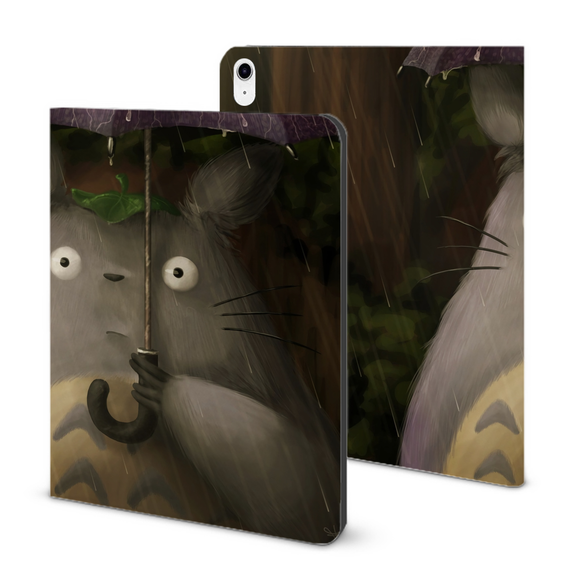（画像用） となりのトトロ 草壁メイ 草壁サツキ My Neighbor Totoro Satsuki Kusakabe Mei Kusakabe IPad ケース ブック型 PUレザー TPU 耐衝撃 軽量 薄型 ペン収納なし 全面保護 IPad 各モデル対応